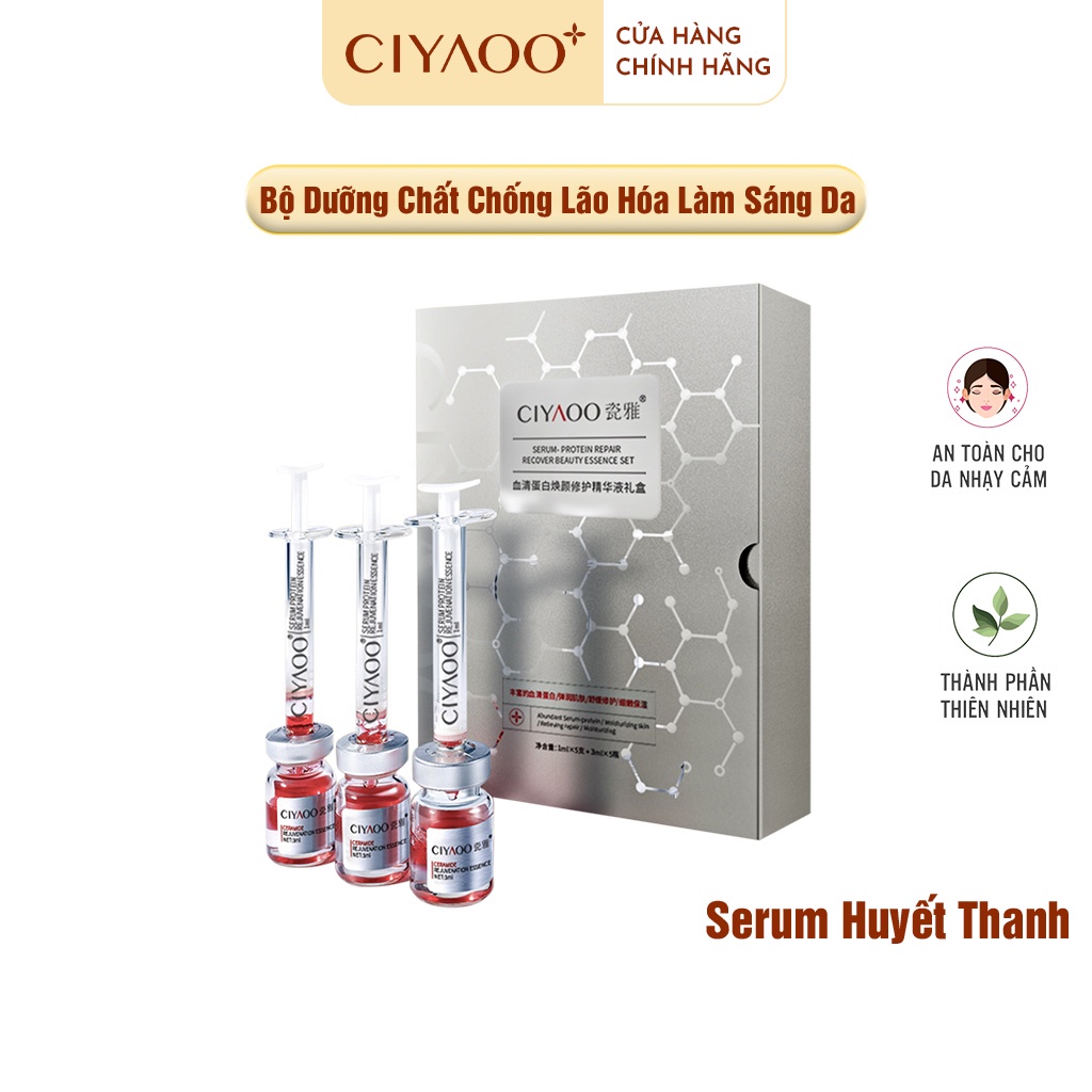 Bộ Dưỡng Chất Chống Lão Hóa Làm Sáng Da Protein CIYAOO - Serum Huyết Thanh 1ml x5 +3ml x5