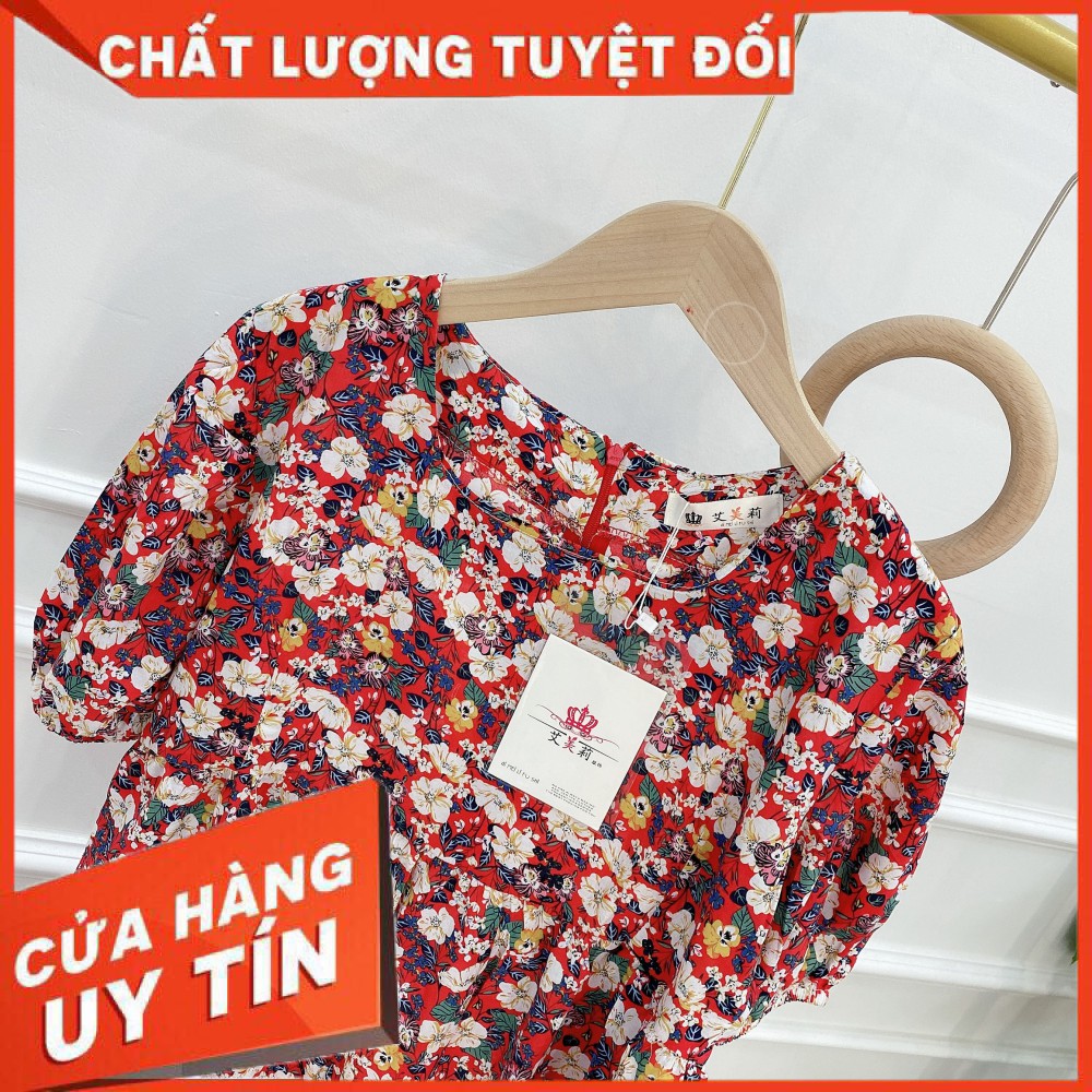 Váy Hoa Nhí Màu Xinh [ 𝐅𝐑𝐄𝐄 𝐒𝐇𝐈𝐏 ] Vải đũi thô , chuẩn hàng l1 xịn , vải mặc siêu mát Váy thiết kế khoá sau lưng