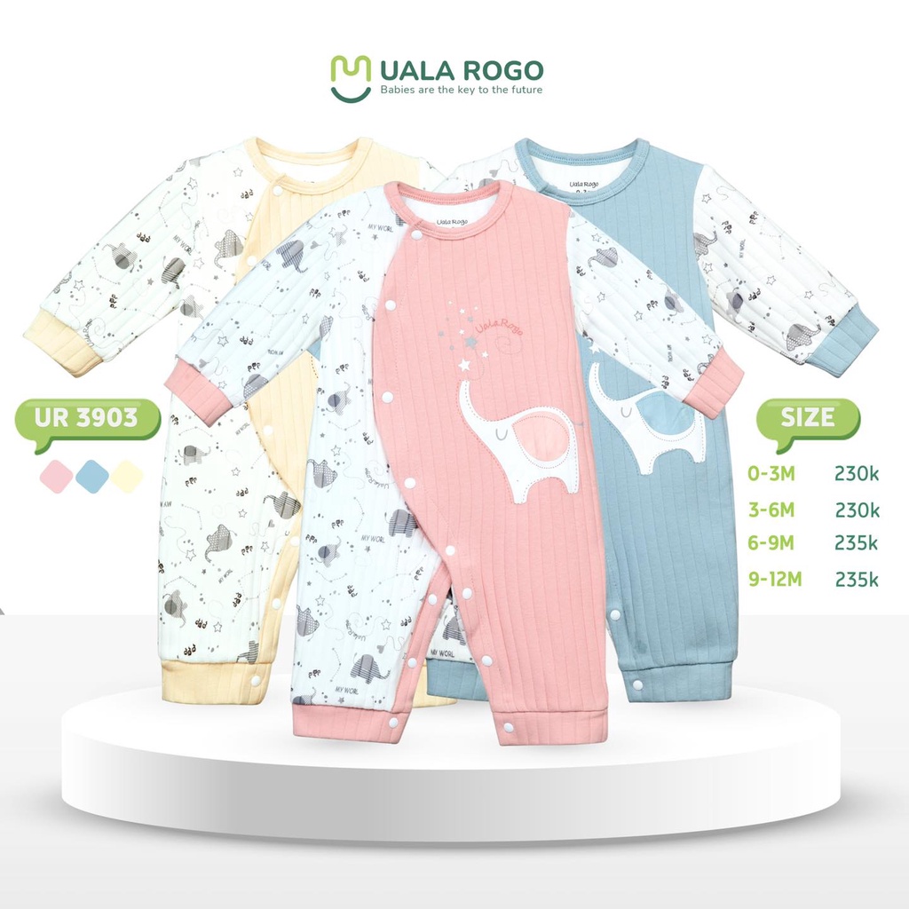 [FULL] - Bộ body dài tay cho bé 0-12 tháng Ualarogo vải peptit/ bamboo/ cotton mềm mại co giãn thoải mái