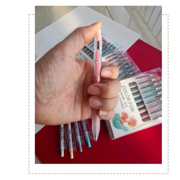 Set Bút Morandi Dạng Nhấn Nhiều Màu Dễ Thương