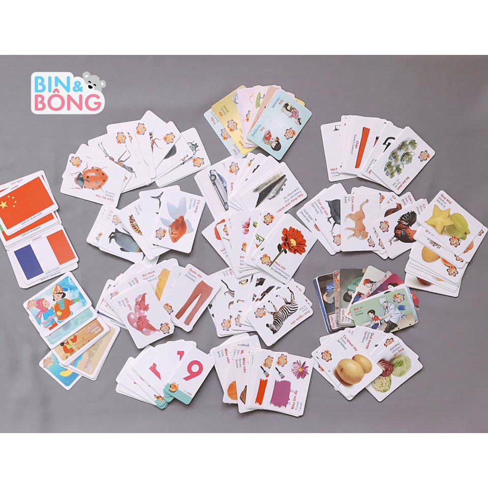 Bộ thẻ học thông minh 16 chủ đề tiếng anh tiếng việt cho bé