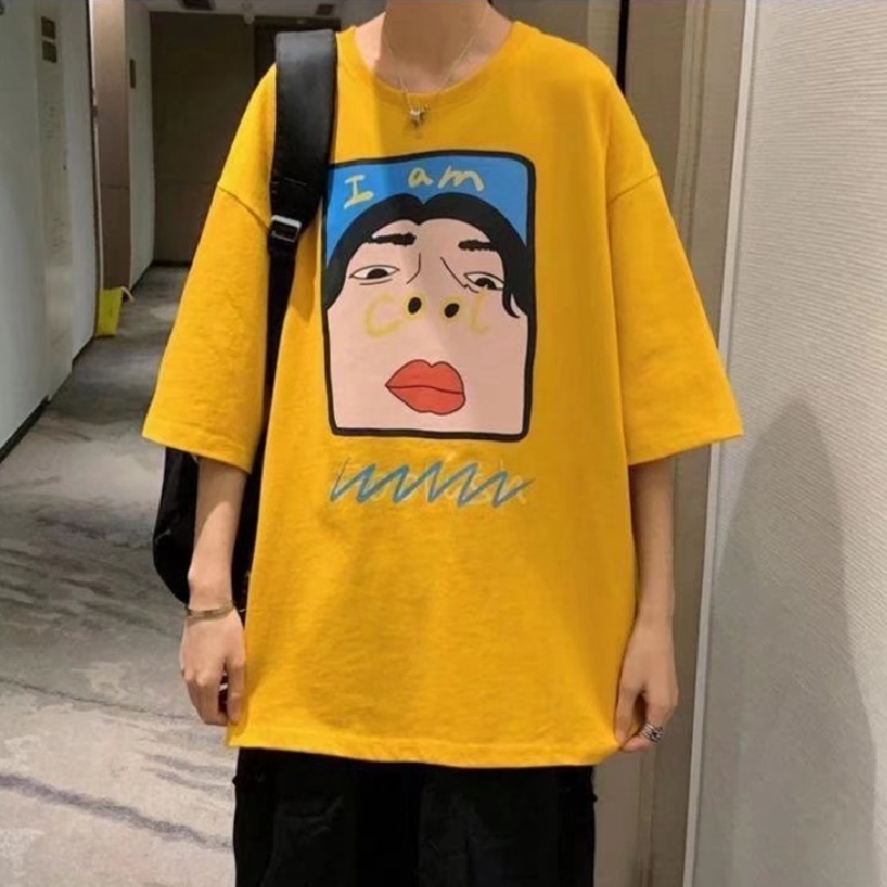 Áo Thun Tay Ngắn Dáng Rộng In Họa Tiết Hoạt Hình Phong Cách Hip Hop Đường Phố Hàn Quốc Thời Trang Cho Nam Và Nữ [M-8XL]