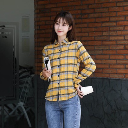 Sơ mi nữ kẻ caro nữ phong cách Hàn Quốc S22