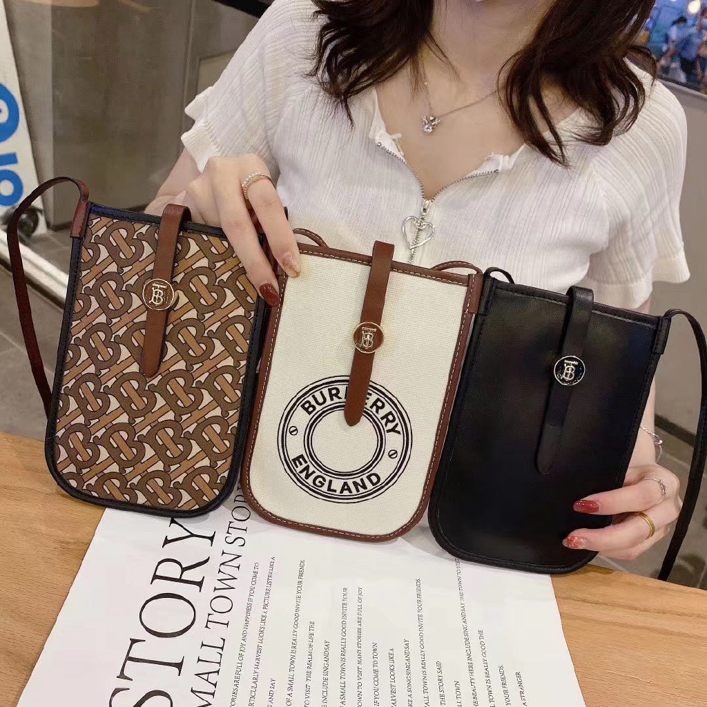 Ốp Điện Thoại Da Dạng Túi Đeo Chéo Burberry Có Ngăn Đựng Thẻ Sang Trọng Cho iPhone / OPPO / Xiaomi / Samsung