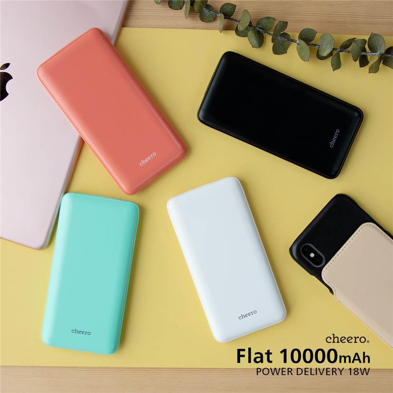 Pin Sạc Dự Phòng Sạc Nhanh Chuẩn Nhật CHEERO Flat 10000mAh Power Delivery 18W CHE-112 - Hàng Chính Hãng