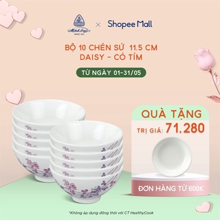 Mua Bộ 10 chén sứ cao cấp Minh Long 11.5 cm - Daisy - Cỏ Tím