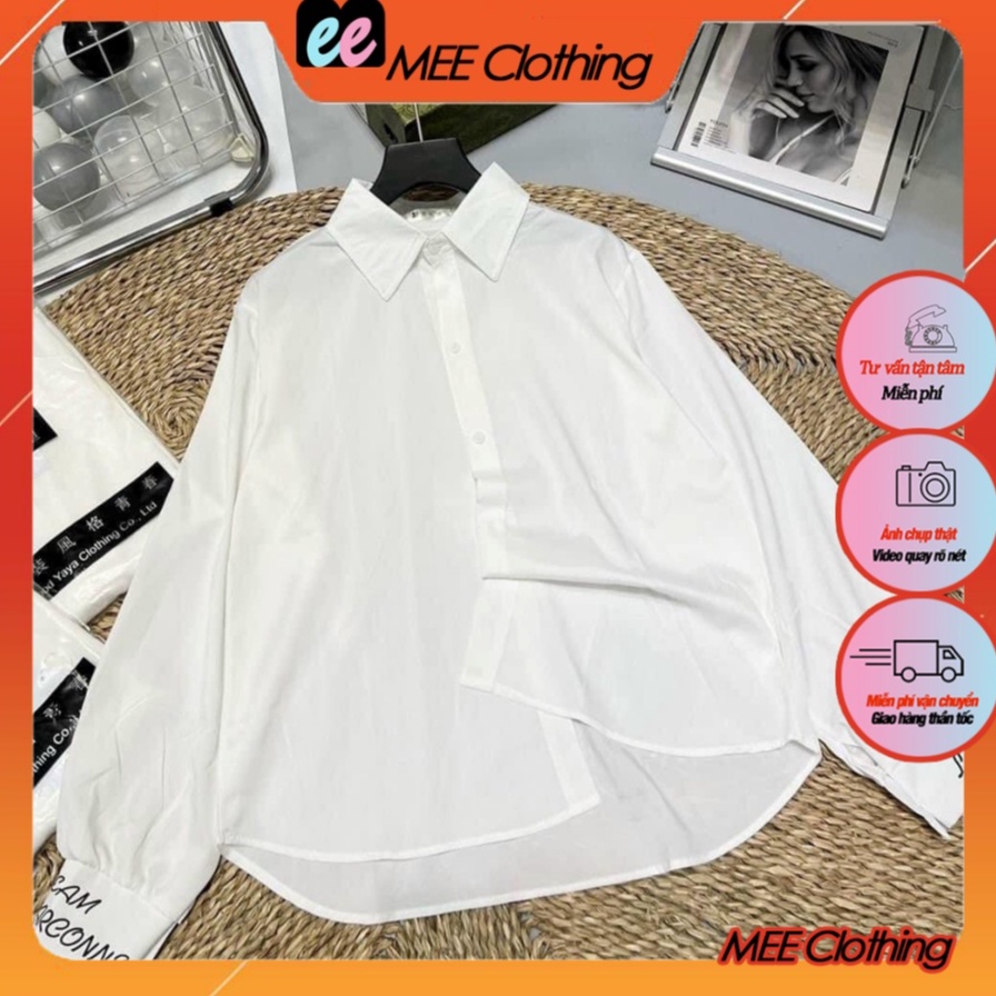 Áo sơmi nữ oversize - Sơ mi nữ form rộng dài tay dáng rộng tay phồng in chữ