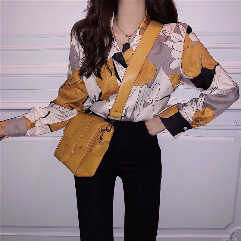 CÓ SẴN] Áo sơ mi nữ dài tay họa tiết retro cá tính phong cách Hàn Quốc | BigBuy360 - bigbuy360.vn