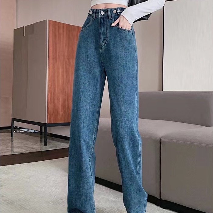 Quần Jeans Nữ Dài Lưng Cao Ống Rộng Thời Trang Hàn Quốc