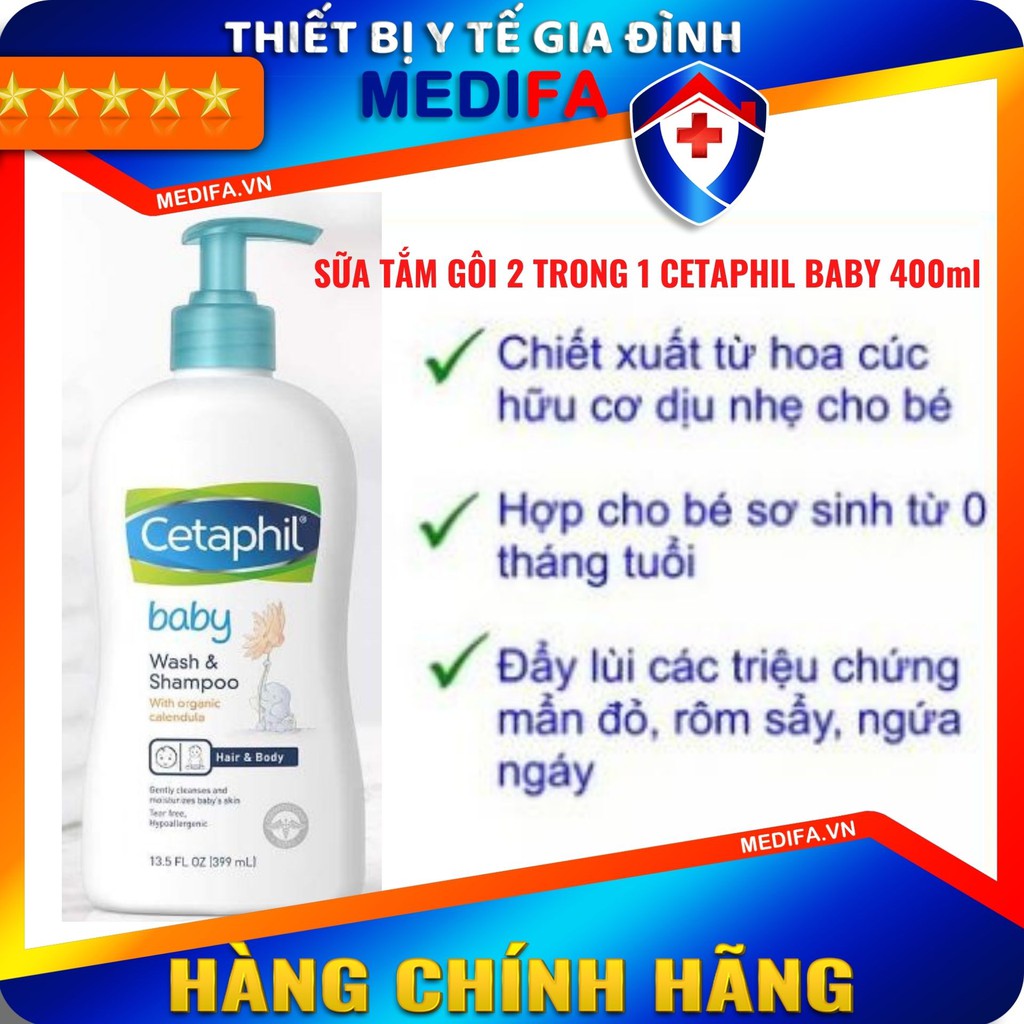 Sữa tắm gội Cetaphil cho em bé với dưỡng chất hữu cơ từ hoa cúc Calendula giúp da khỏe và tóc mềm mại 400ML