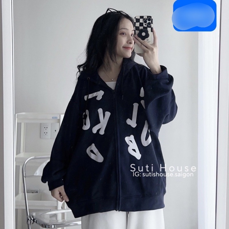Áo Khoác Nỉ Chữ ABC From Đại Tay Bồng Cực Yêu Chất Nỉ Siêu Xịn