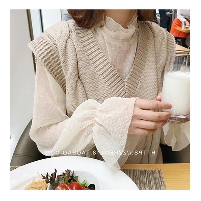 Áo Sơ Mi chiffon Tay Phồng Cổ Đứng Phối Bèo Phong Cách Hàn Quốc Thời Trang Xuân Thu Cho Nữ