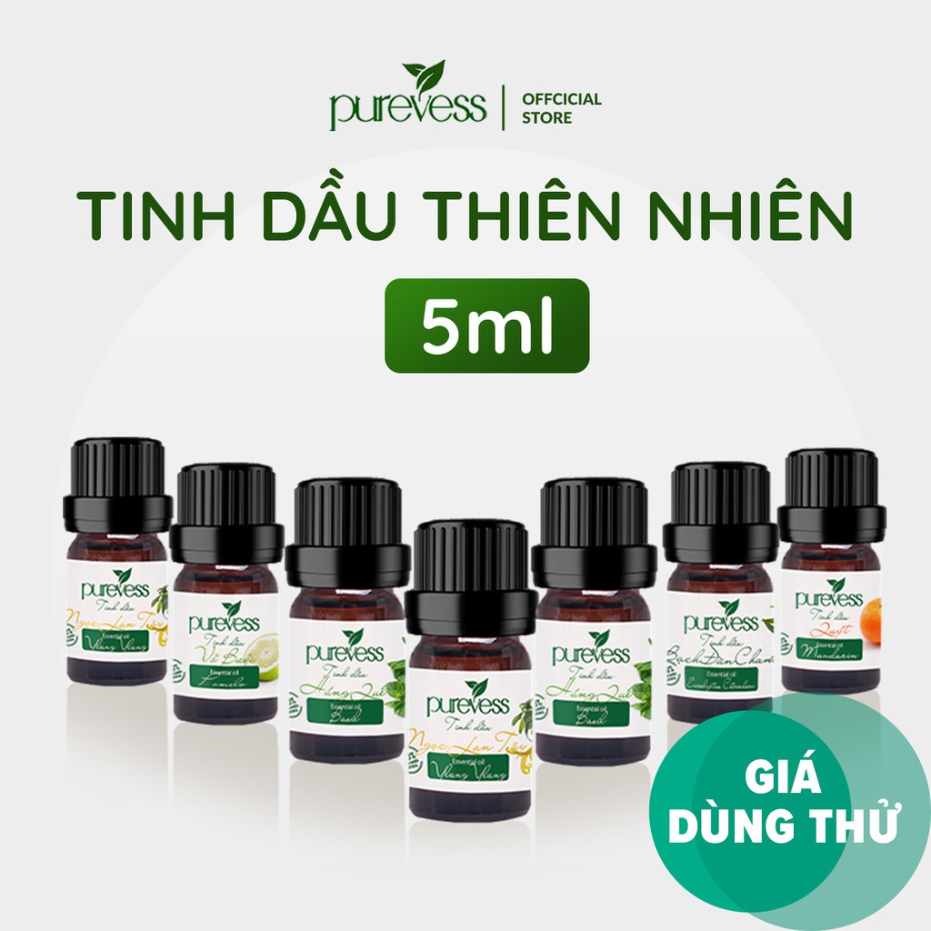 Tinh Dầu Thiên Nhiên Purevess Giúp Thư Giãn Đuổi Muỗi Khử Mùi 5Ml