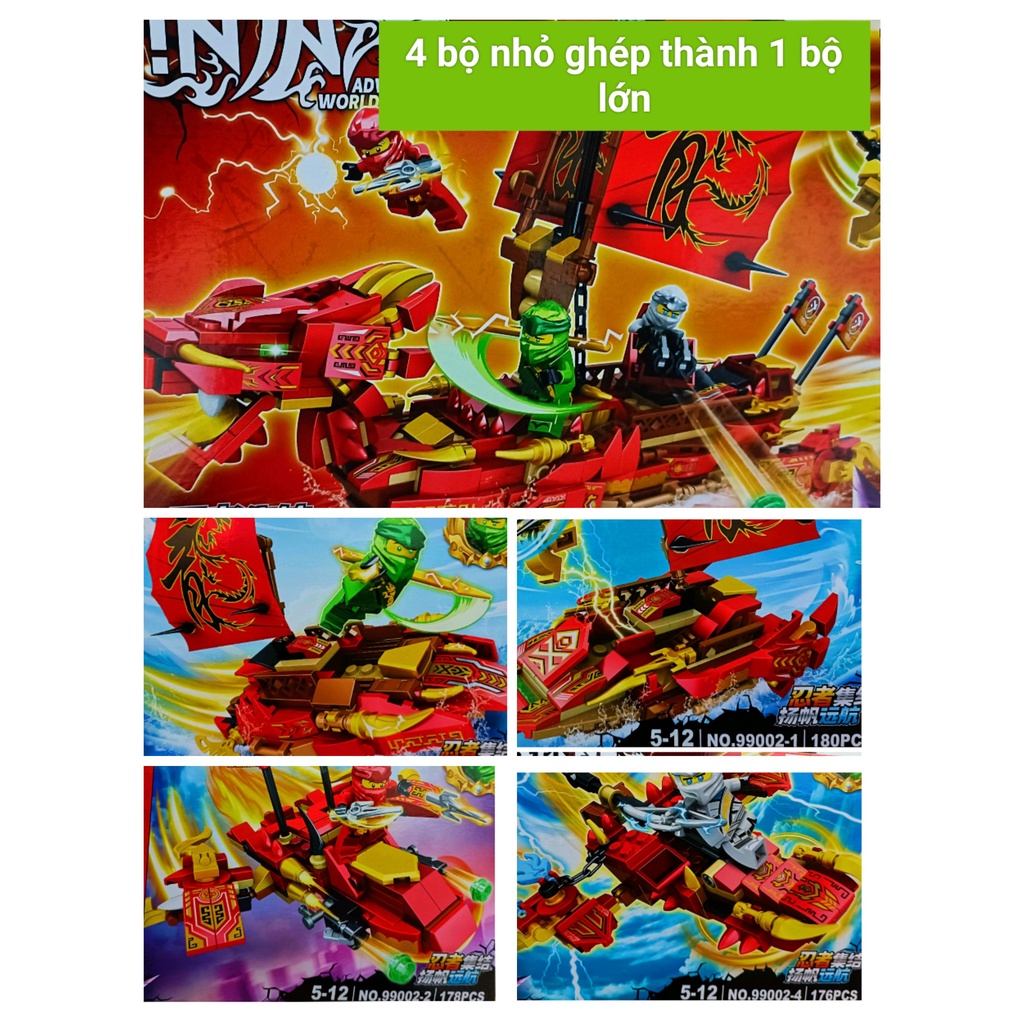 Đồ chơi lắp ráp,lego ninjago robot rồng phi tuyền cùng binh sỹ Ninjago mẫu A8100 phối hợp 4 in 1