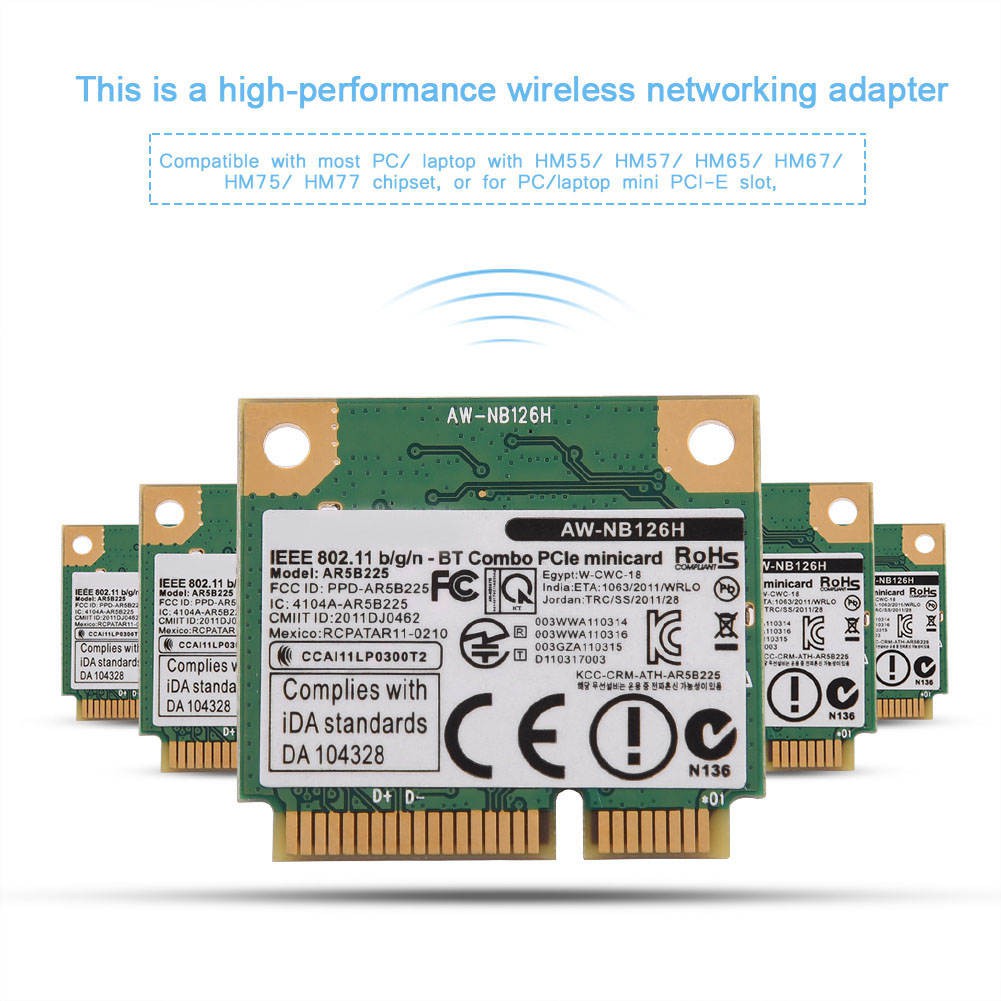 [Wholesale Price] Thẻ mạch không dây 2.4G Bluetooth WIFI 2 trong 1 cho khe cắm thẻ mini PCI-E/ DELL/ Asus/ Toshiba/ BenQ