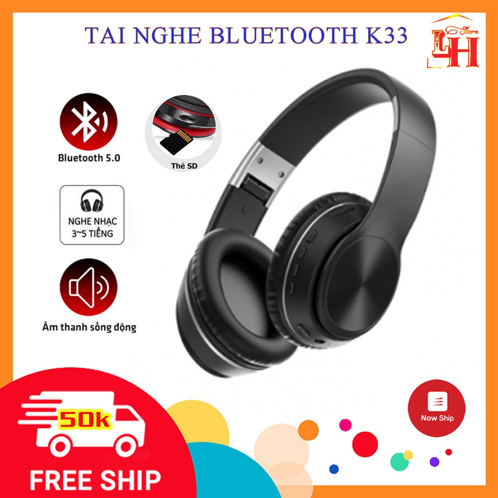 Tai Nghe Bluetooth chụp tai chính hãng Sendem K33, tai nghe không dây thời trang, Có Khe Cắm thẻ Nhớ
