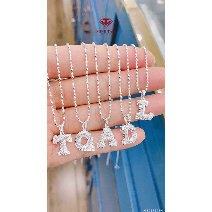 Dây chuyền bạc nữ mặt chữ cái theo tên,Dây chuyền bi bạc mặt chữ cái bạc ta-Minh Tâm Jewelry