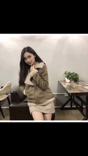 Áo da lộn lót lông cừu