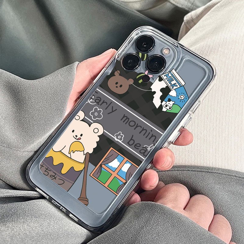 Suntaiho Ốp điện thoại TPU mềm in hình gấu thích hợp cho iPhone 13 12 11 Pro MAX 12Pro 7 8 Plus X XR XS MAX SE 2020