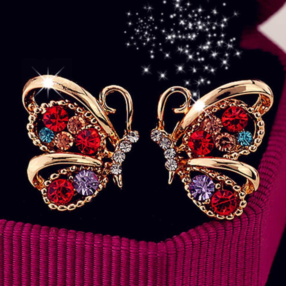 Đôi khuyên tai hình bươm bướm đính đá trang nhã xinh xắn cho nữ