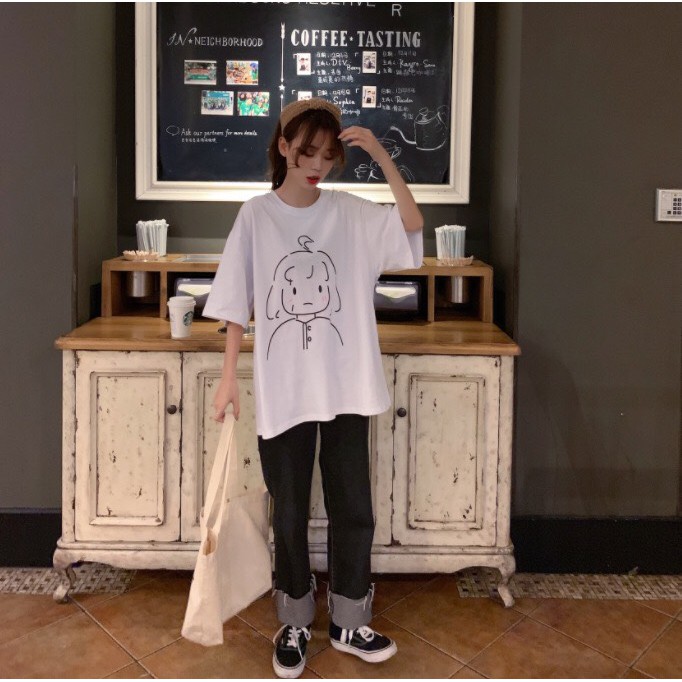 Áo thun tay lỡ KOMBOH phông Unisex nam nữ oversize form rộng ulzzang CÔ BÉ A08