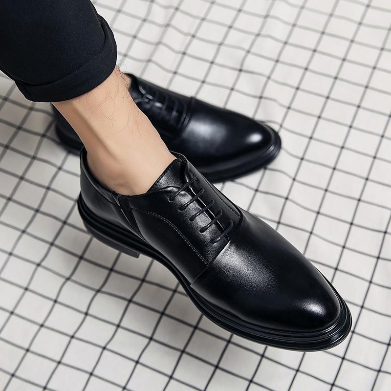 Men's business pointed-toe leather shoes British all-match formal dress wedding groom shoes Korean version of the trend of youth casual men's shoes
