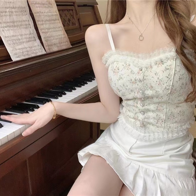 COZOK Áo Tank Top Sát Nách Phối Ren Thời Trang Quyến Rũ Cho Nữ