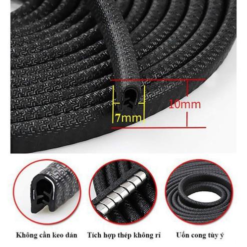Cuộn Gioăng Cao Su, Nẹp Viền Dài 5m Cửa Chữ U Lõi Thép Chống Va Đập Trầy Xước Cánh Cửa Ô Tô