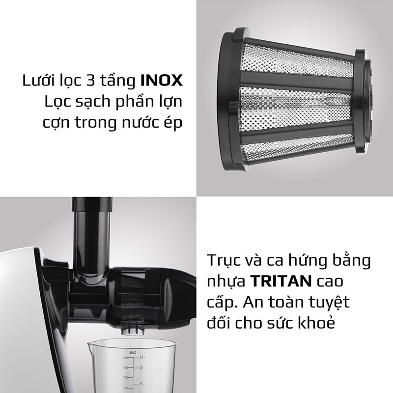 MÁY ÉP CHẬM TRỤC NGANG OLIVO SJ22 - THÁCH THỨC MỌI LOẠI RAU CỦ - THƯƠNG HIỆU MỸ - HÀNG CHÍNH HÃNG