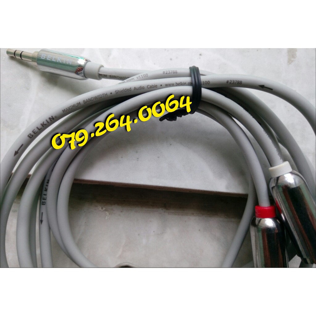 Dây 3.5mm ra AV  lõi bạc chính hãng Belkin của Đức dài 2 mét