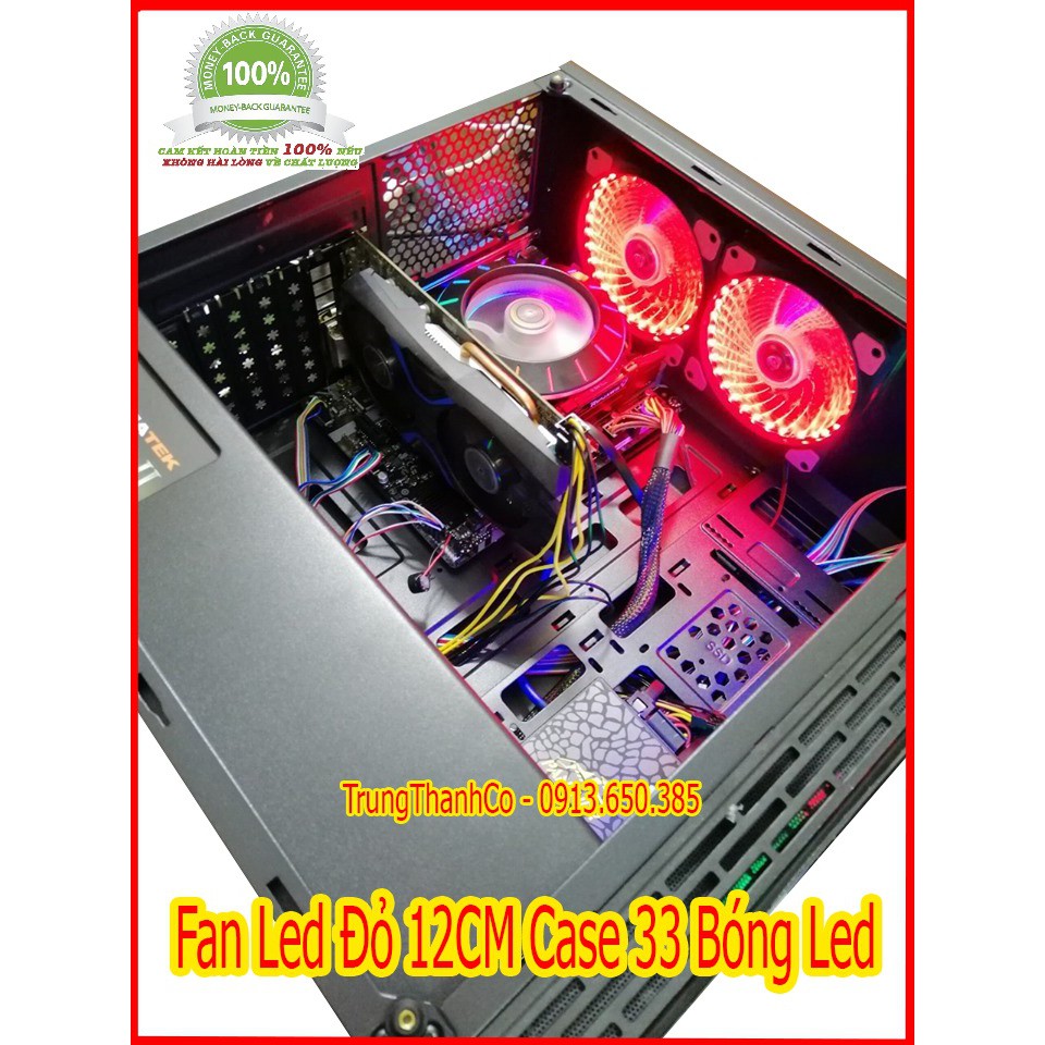 Fan Led Đỏ 12CM Case 33 Bóng Led