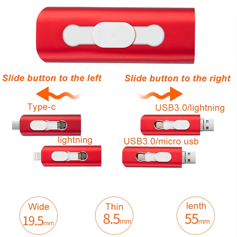 Usb Otg 256gb 128gb 64gb 32gb 3.0 3 Trong 1 Cho Iphone Pc