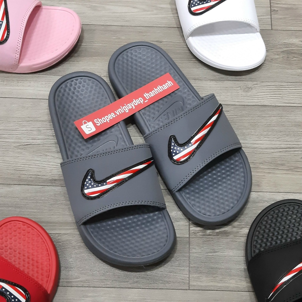 Dép nike-quai ngang logo cờ Mỹ mẫu mới unisex nam nữ
