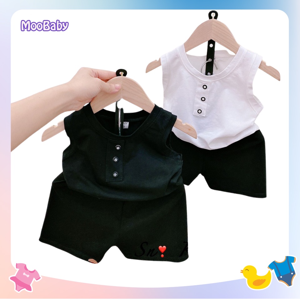 Bộ Ba Lỗ Cúc Bé Trai MOOBABY,Bộ Sát Nách Chất Cotton 4C Cao Cấp Cho Bé Từ 6-18Kg