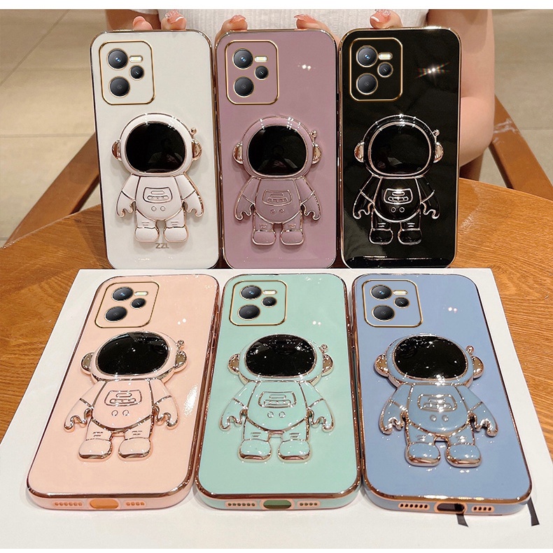 Ốp Điện Thoại Silicon Mềm Có Giá Đỡ Hình Phi Hành Gia Cho OPPO Realme C35 C31 C30 C21 C21Y C25Y C20 C11 2021 C25 C15 C12 C11