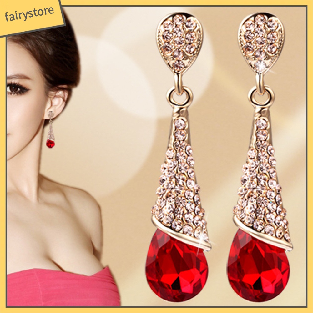 Bông Tai Dáng Dài Đính Đá Zircon Sang Trọng Cho Nữ