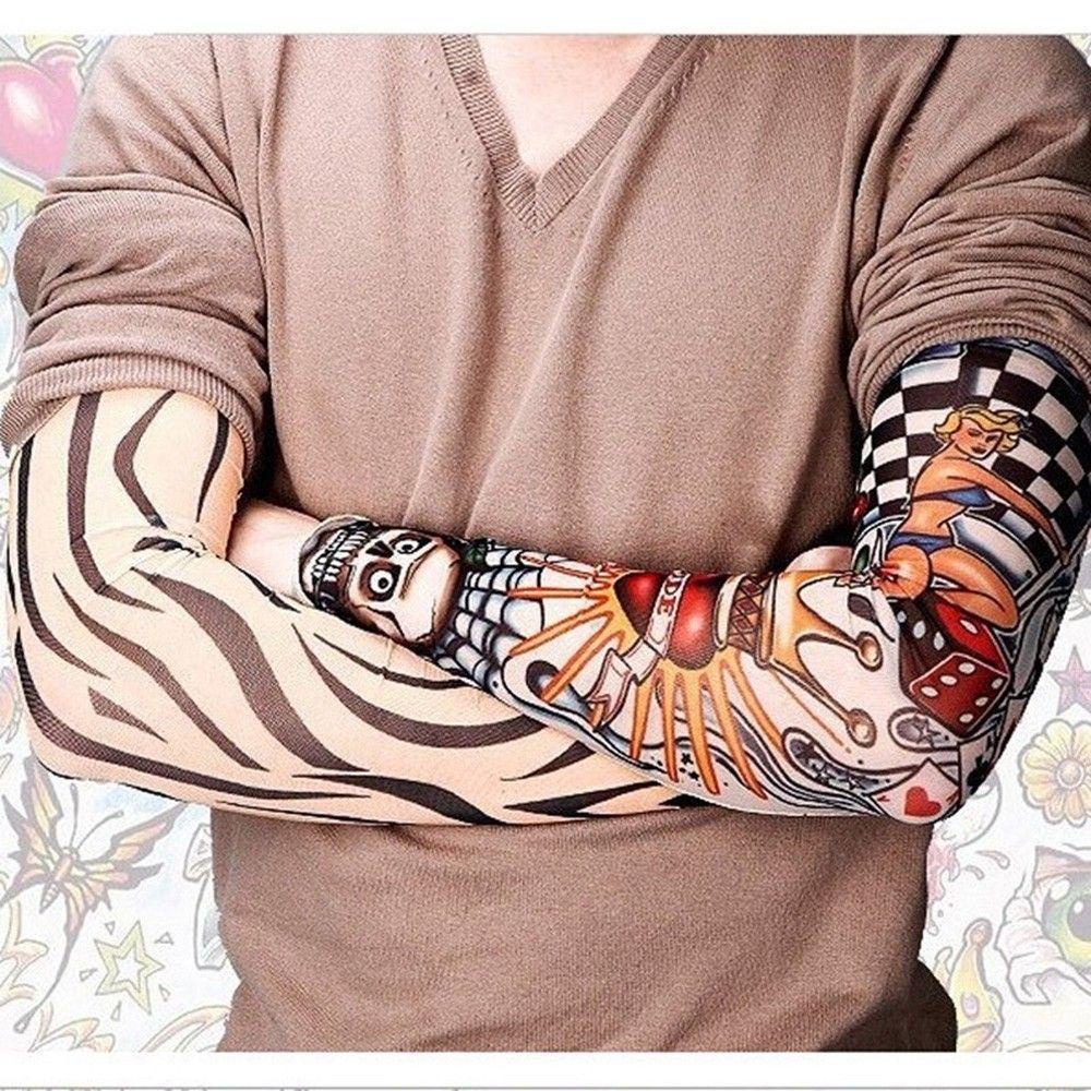 Găng Tay Giả Hình Xăm Tạm Thời Chống Tia UV Punk Giữ Ấm Cánh Tay Cho Nam Và Nữ