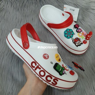 Dép sục band viền logo màu trắng quai đỏ