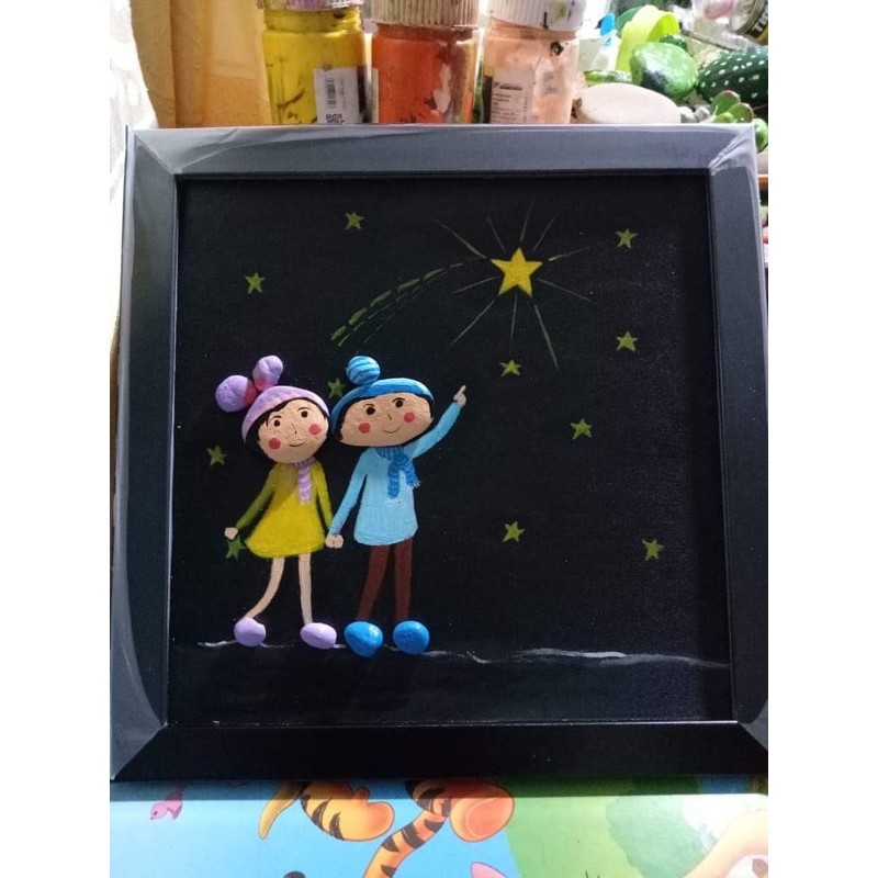 Tranh đá cuội “Đôi bạn”