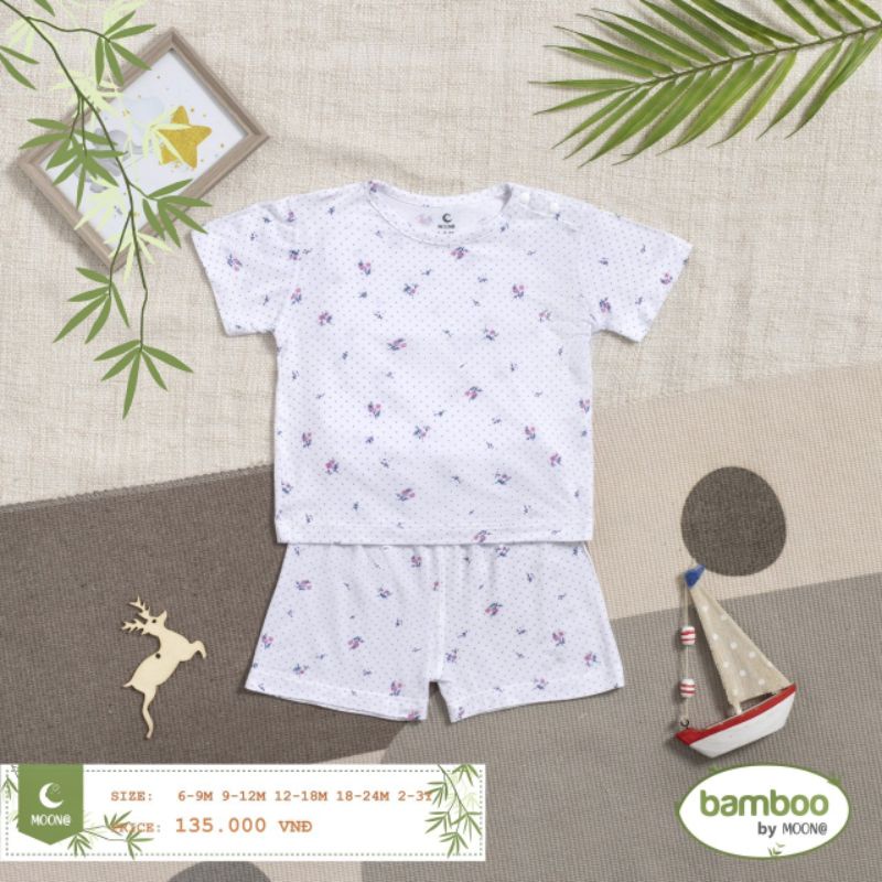 Moon - XẢ KHO Bộ cộc cài vai Moon vải sợi tre cho bé từ 6-16kg
