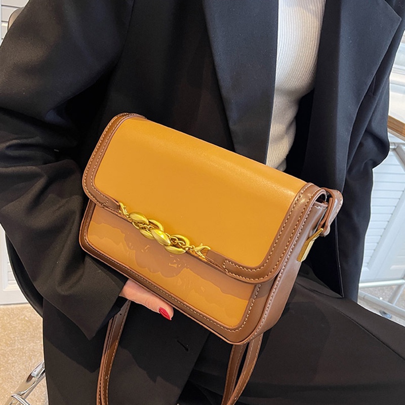 Túi đeo vai IELGY hình vuông cỡ nhỏ màu sắc tương phản phong cách cổ điển thời trang cho nữ