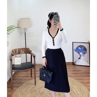 chân váy midi cạp chun