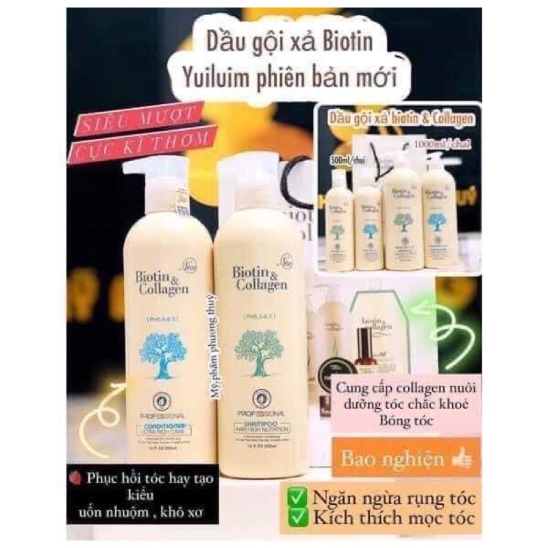 Cặp 2 Dầu gội xả phục hồi và kích thích mọc tóc Biotin & Collagen