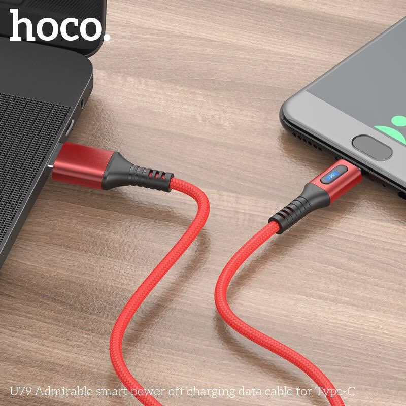 Cáp Sạc Nhanh Hoco U79 Type-C💝CAO CẤP💝Dây Sạc Android Tự Ngắt Điện Thông Minh Chân Type-C Dài 1.2M - Bảo Hành Chính Hãng