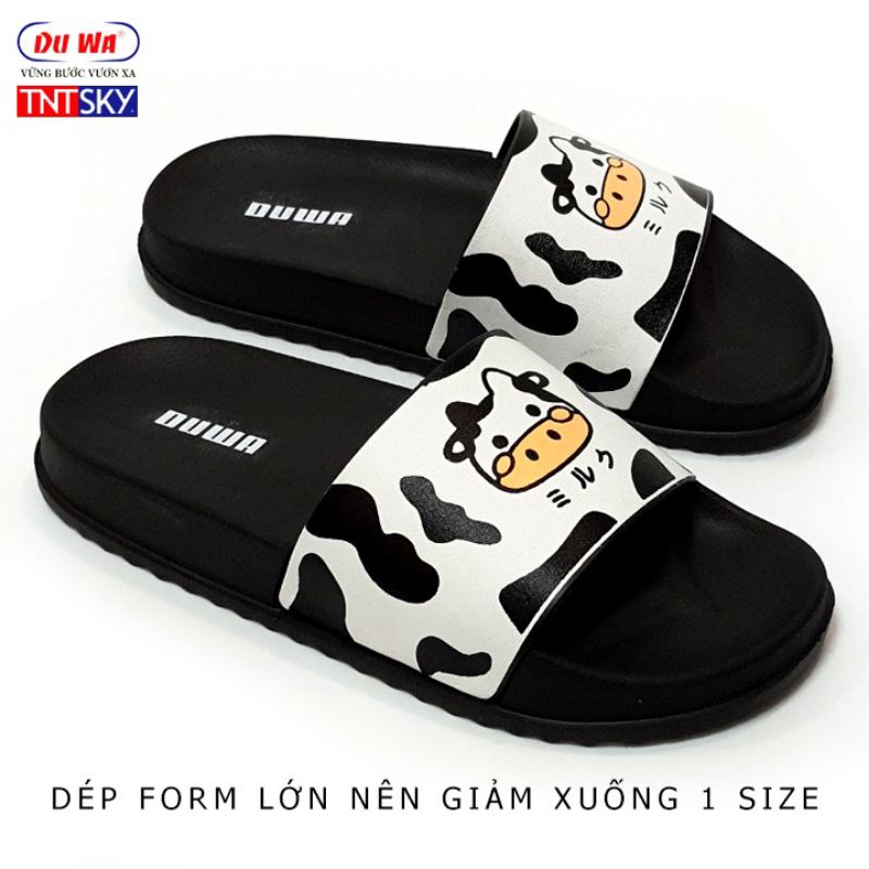 Dép con bò Duwa trắng-đen - dép nam