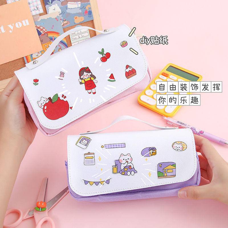 ⭐ iLado ⭐  giải nén Túi đựng bút trong suốt cute túi nilong/PVC Stickers túi zip nhỏ hộp vải đựng đồ Hộp đựng hộp bút hologram bút cute bọc zip tiểu an văn phòng phẩm Đa Dụng túi đựng đồ dùng cá nhân hình