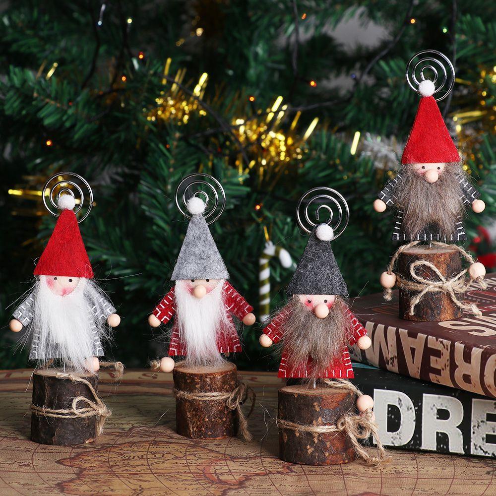 Giá Đỡ Thẻ Ghi Chú Bằng Gỗ Hình Ông Già Noel &amp; Người Tuyết Màu Cầu Vồng Trang Trí Tiệc Cưới / Nhà Cửa DIY