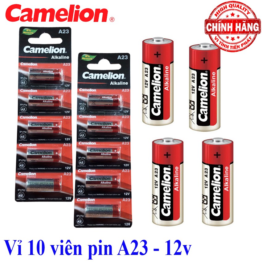 Vỉ 10 viên Pin A23 12V Camelion Alkaline - dùng cho chuông cửa, cửa quấn, điều kiển từ xa...