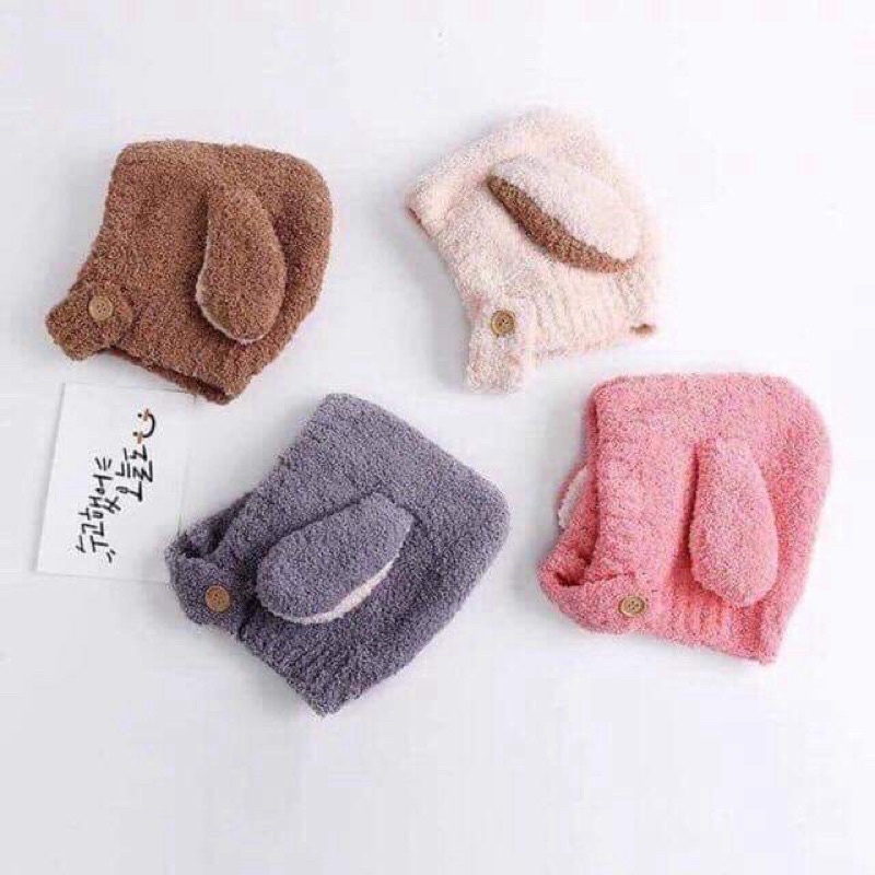 Mũ len tai cừu cài cúc cho bé từ 6 tháng đến 3 tuổi