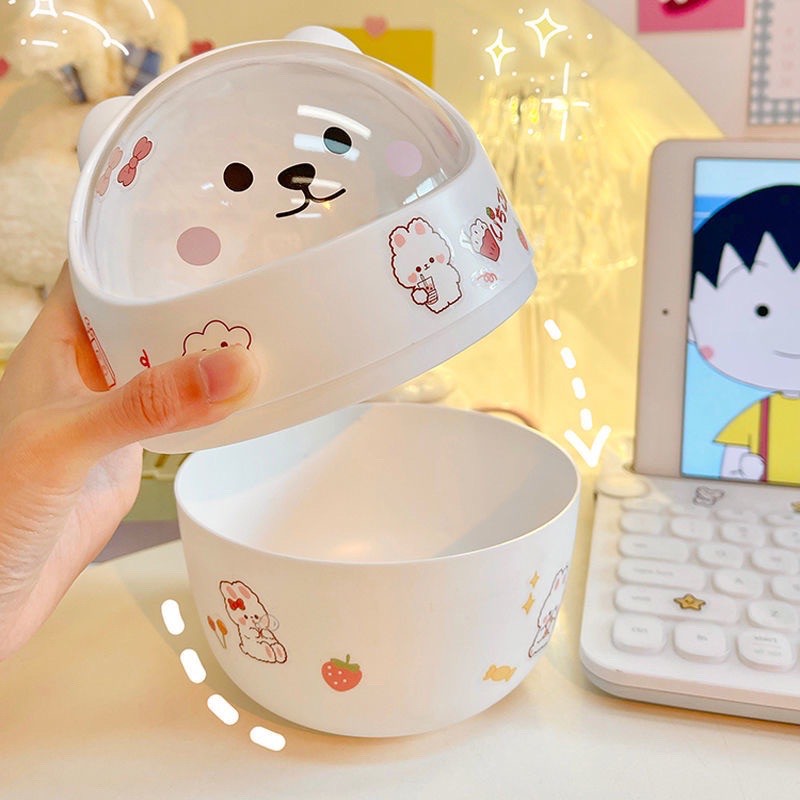 [Tặng kèm sticker] Thùng rác mini FREESHIP Thùng rác mini để bàn -nhựa hình gấu xinh xắn có nắp để bàn đa năng QC802